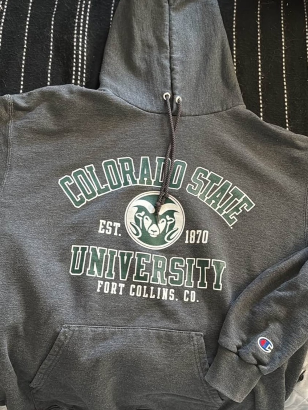 Colorado State University Dark Gray Hoodie with Green & White Logo